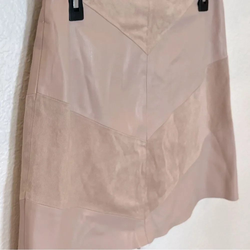 Zara Basic Mixed Faux Leather A-Line Mini Skirt in Soft Pink size Medium